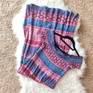 Pink Rose Dress on or off shoulder w/ leg slits